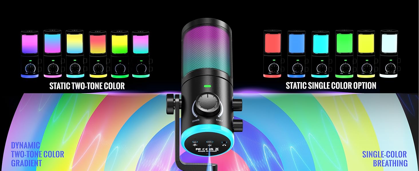 various rgb modes on microphone