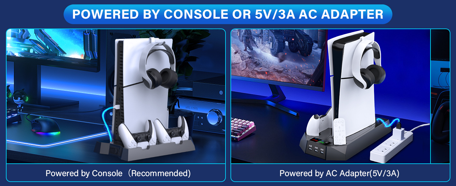 ps5 slim cooling stand with controller charging station and cooling fan