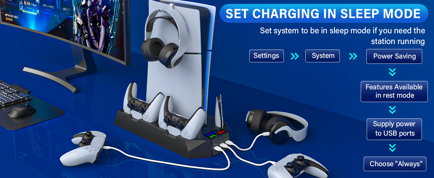 ps5 slim cooling stand with controller charging station and cooling fan