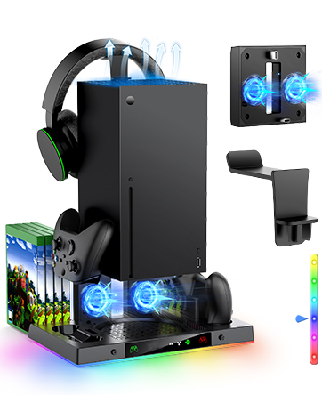 xbox series x upgraded rgb cooling fan charging station